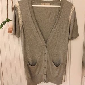 LOFT short sleeve cardigan with lace detail